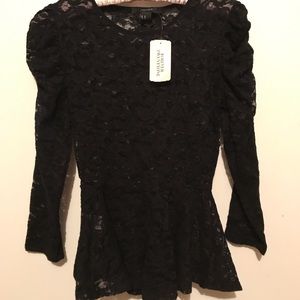 Black lace peplum top